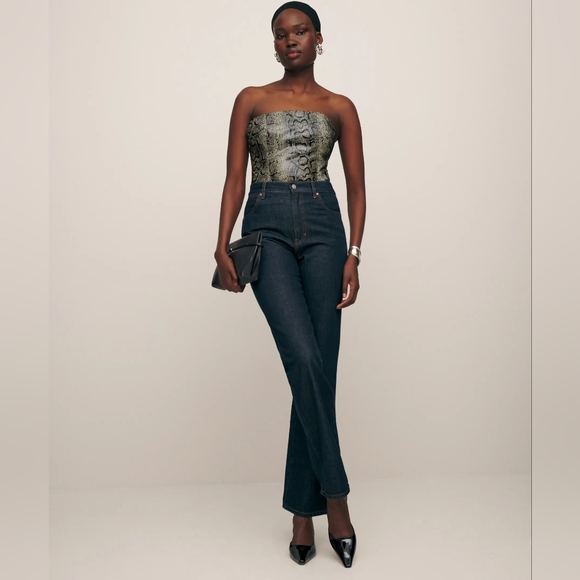 NEW Reformation Veda Madison Leather Top in color Venom - Picture 4 of 5